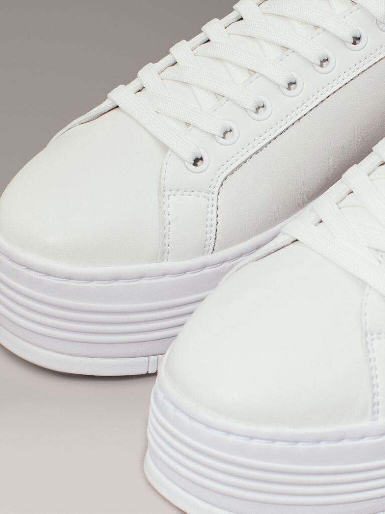 Λευκό Δερμάτινα Sneakers Με Πλατφόρμα  Γυναίκα