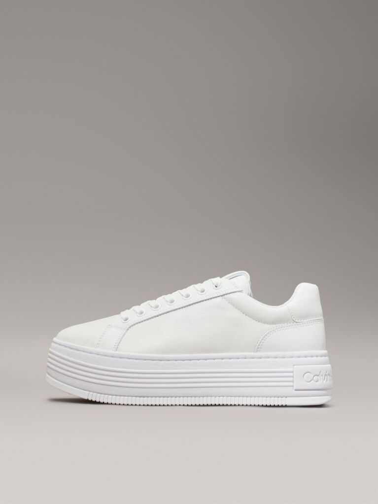 Λευκό Δερμάτινα Sneakers Με Πλατφόρμα  Γυναίκα