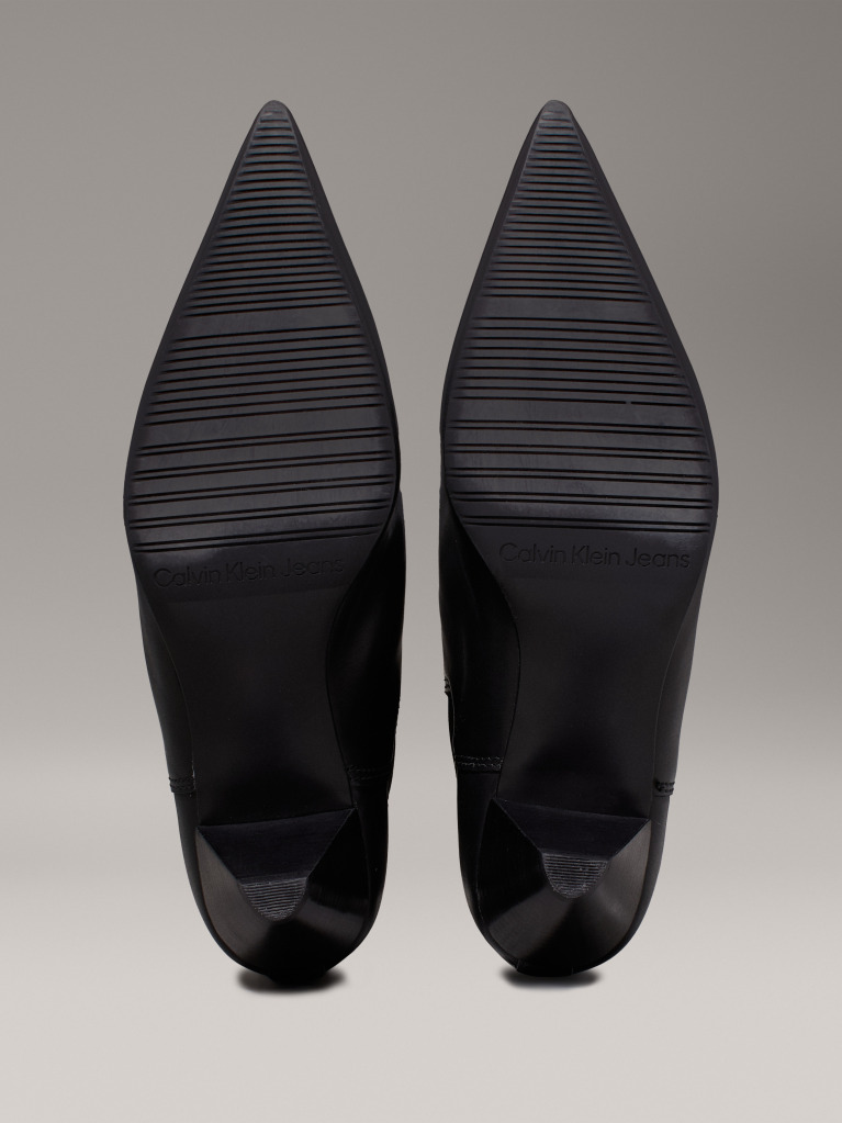 Black Leather Cone Heel Chelsea Boots  Women