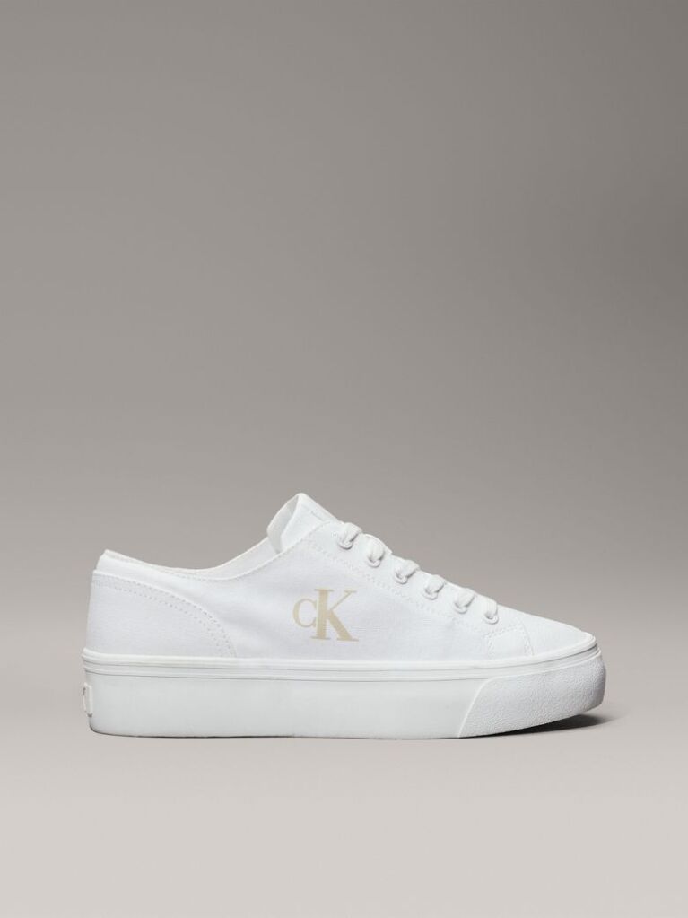Λευκό Platform Sneakers Από Canvas  Γυναίκα