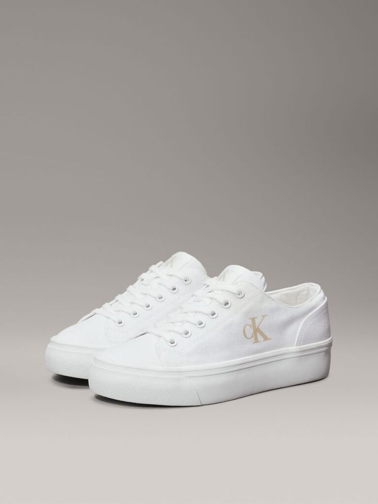 Λευκό Platform Sneakers Από Canvas  Γυναίκα