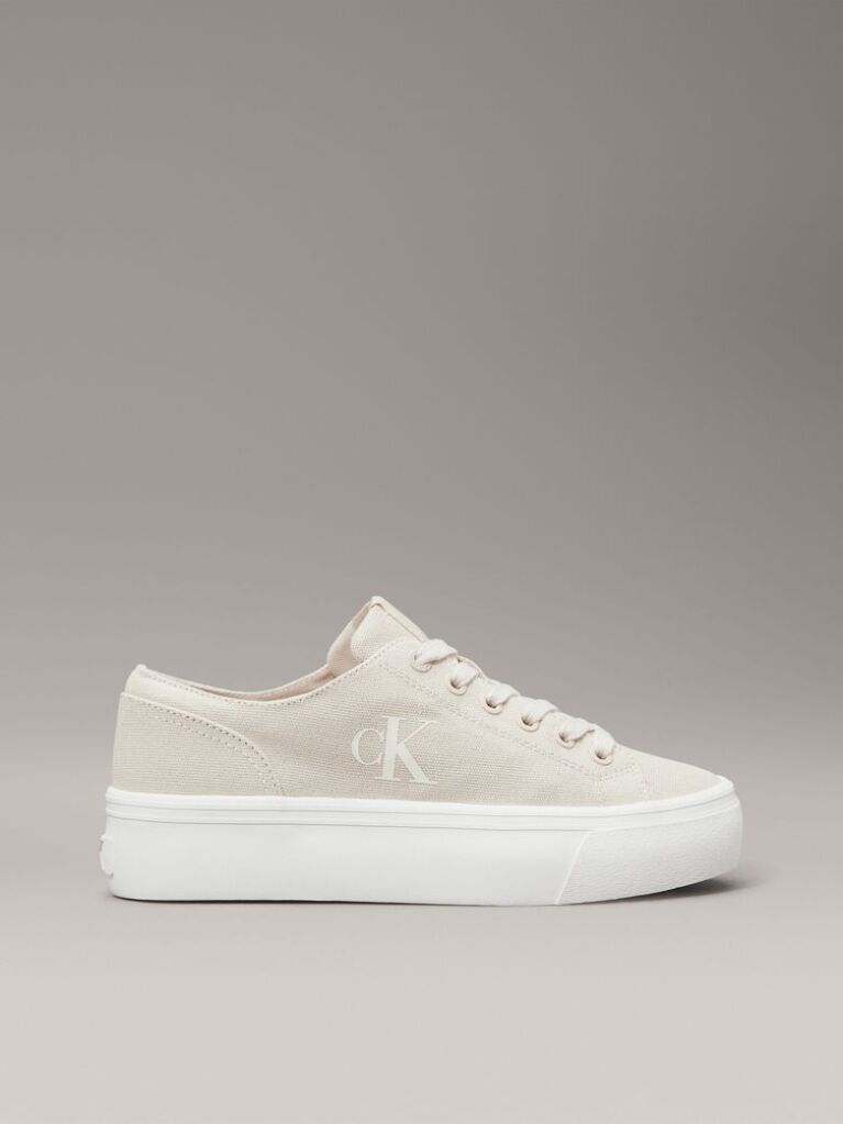Μπεζ Platform Sneakers Από Canvas  Γυναίκα