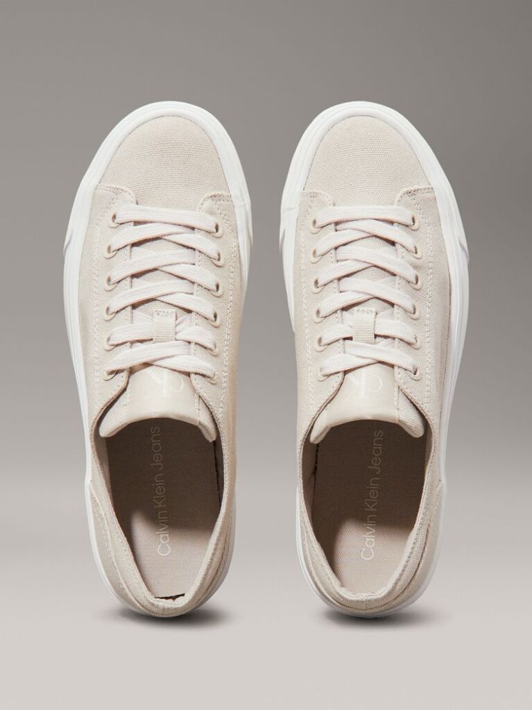 Μπεζ Platform Sneakers Από Canvas  Γυναίκα