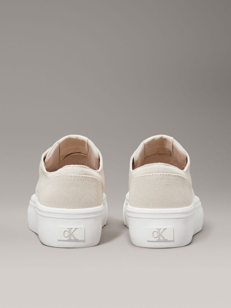 Μπεζ Platform Sneakers Από Canvas  Γυναίκα