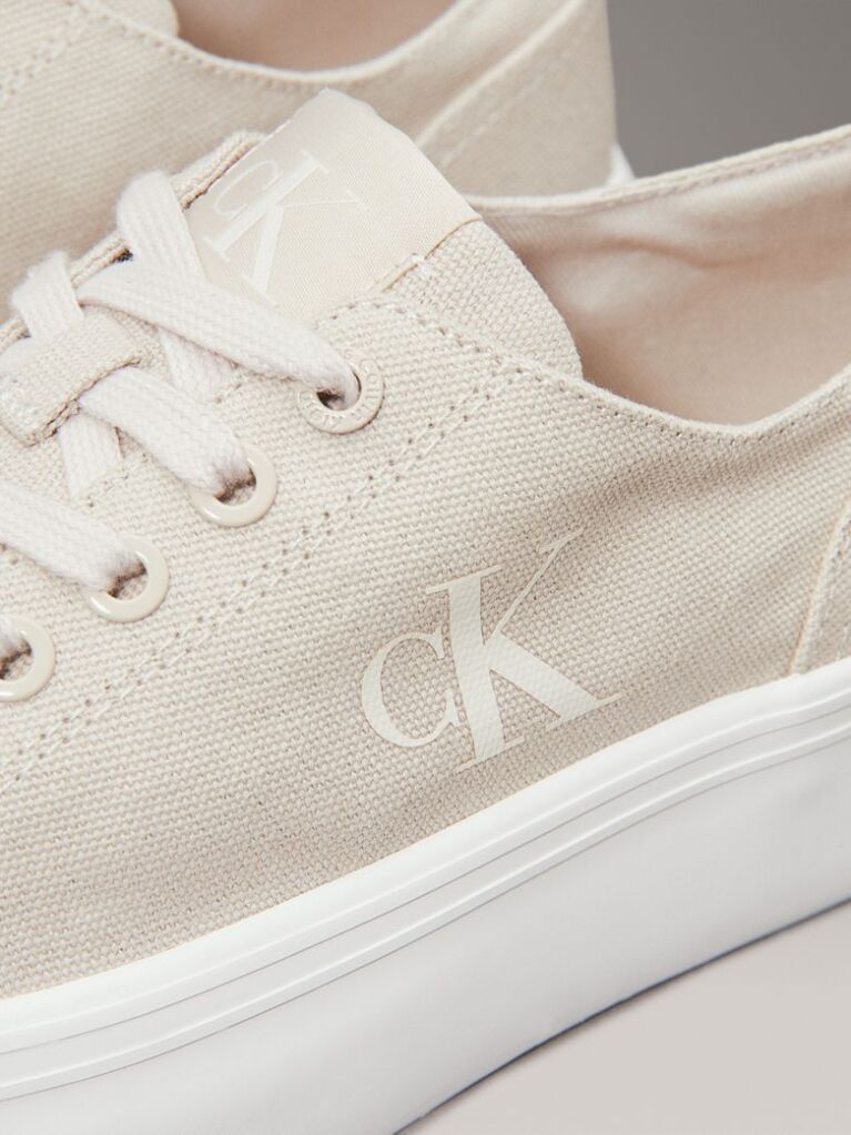 Μπεζ Platform Sneakers Από Canvas  Γυναίκα