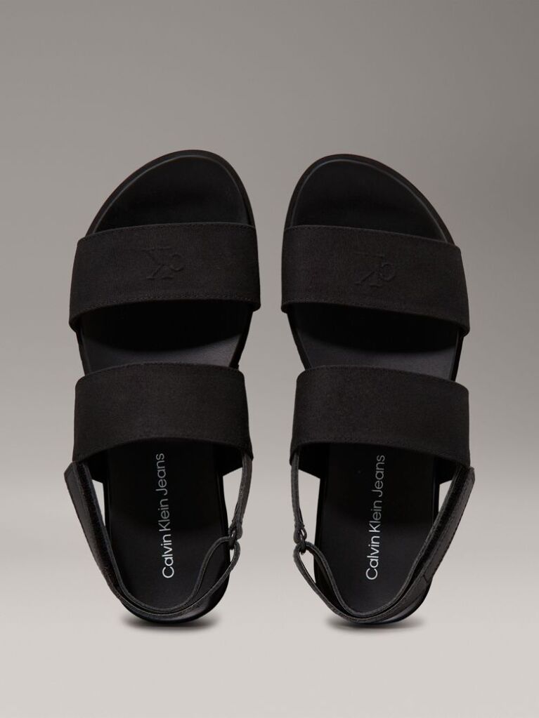 Black Canvas Platform Wedge Sandals  Women