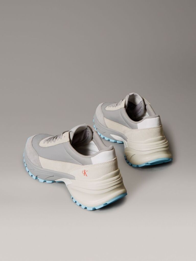 Grey Leather Runner Trainers  Women