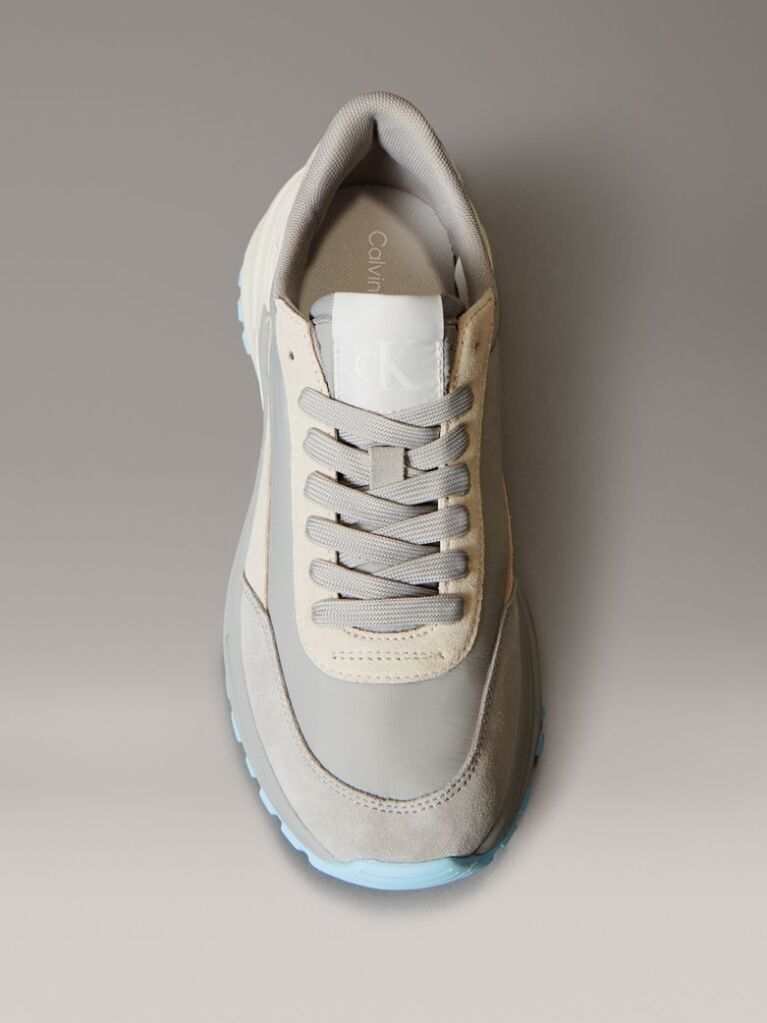 Grey Leather Runner Trainers  Women