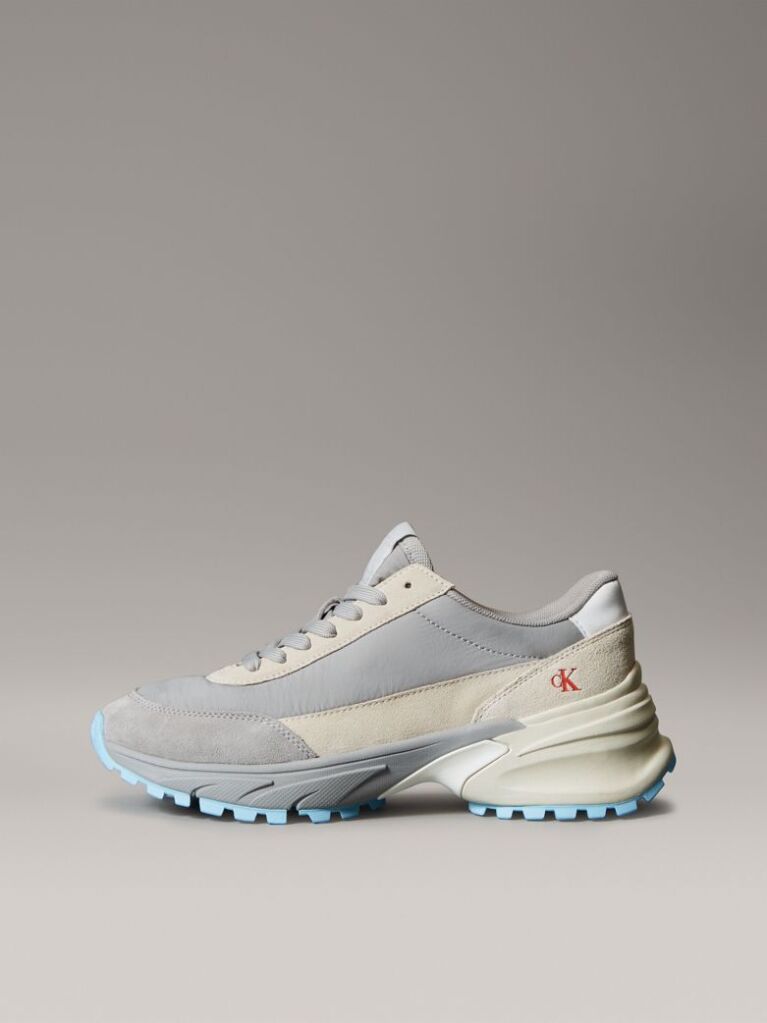 Grey Leather Runner Trainers  Women