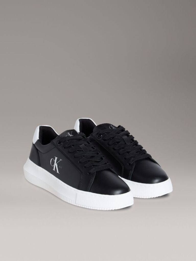 Black Leather Trainers  Women