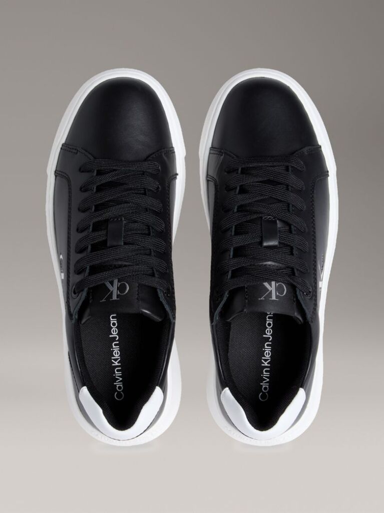 Black Leather Trainers  Women