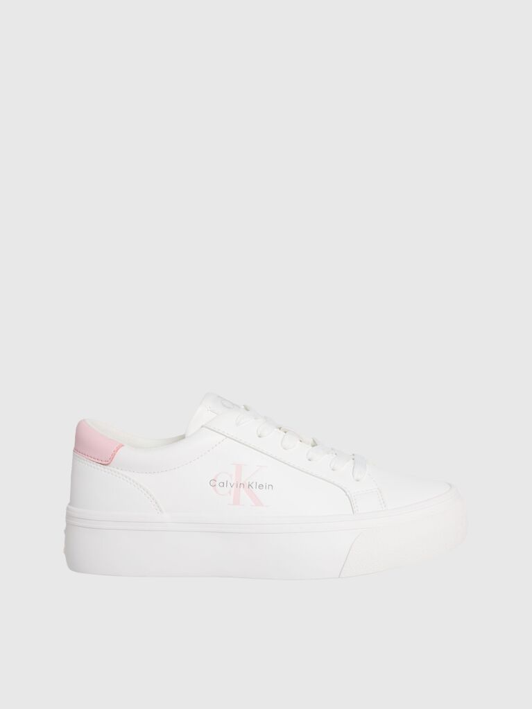 White Vulcanised Leather Trainers  Women