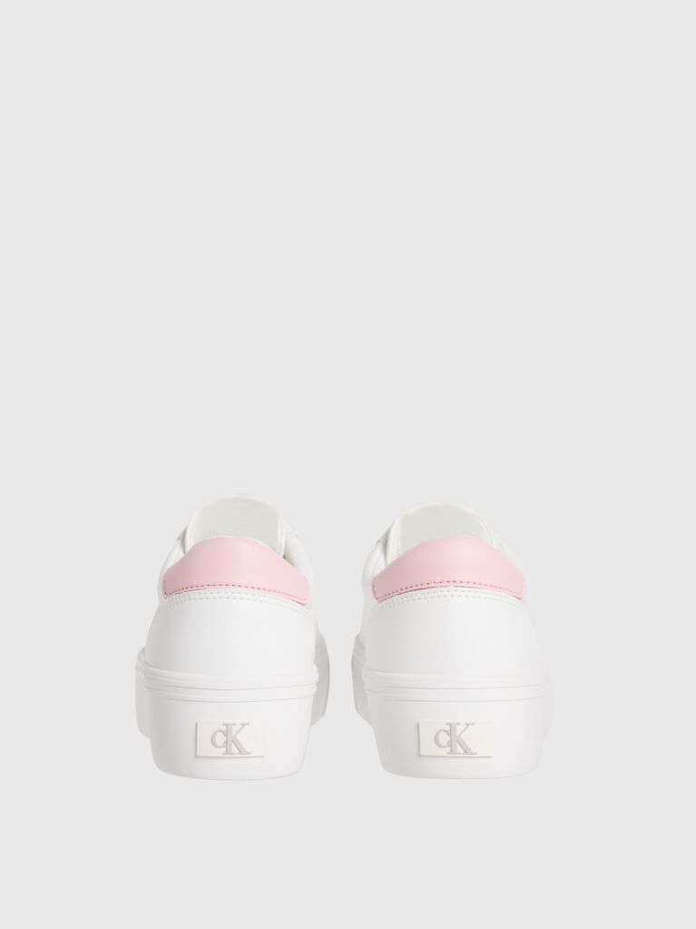 White Vulcanised Leather Trainers  Women