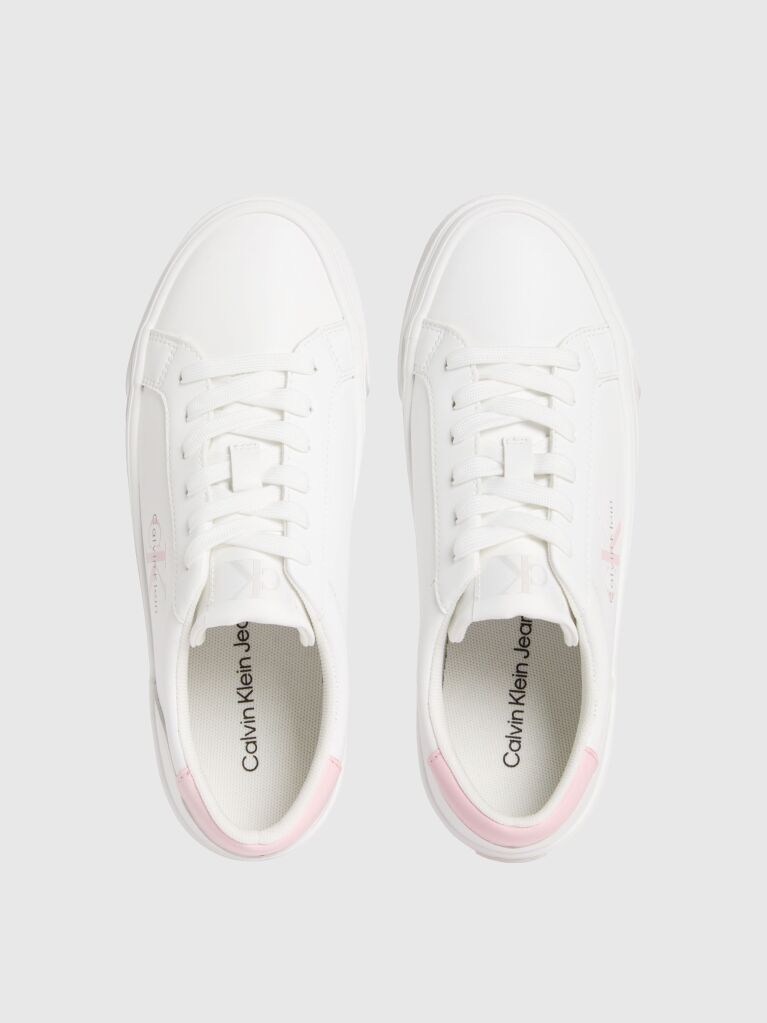 White Vulcanised Leather Trainers  Women