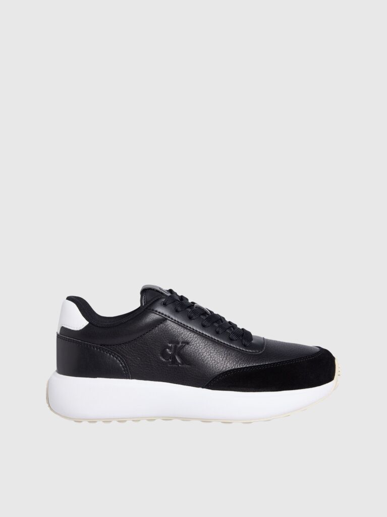 Black Leather Runner Trainers  Women