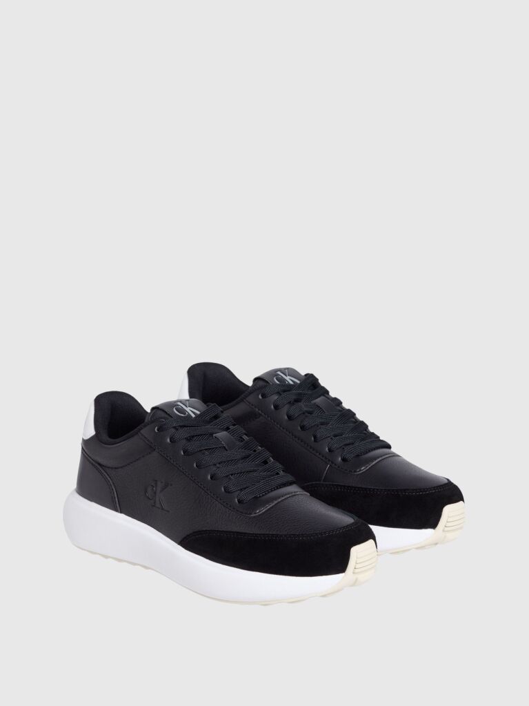 Black Leather Runner Trainers  Women