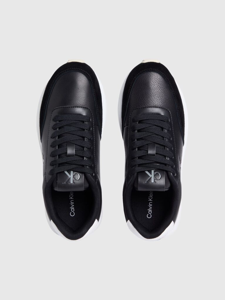 Black Leather Runner Trainers  Women