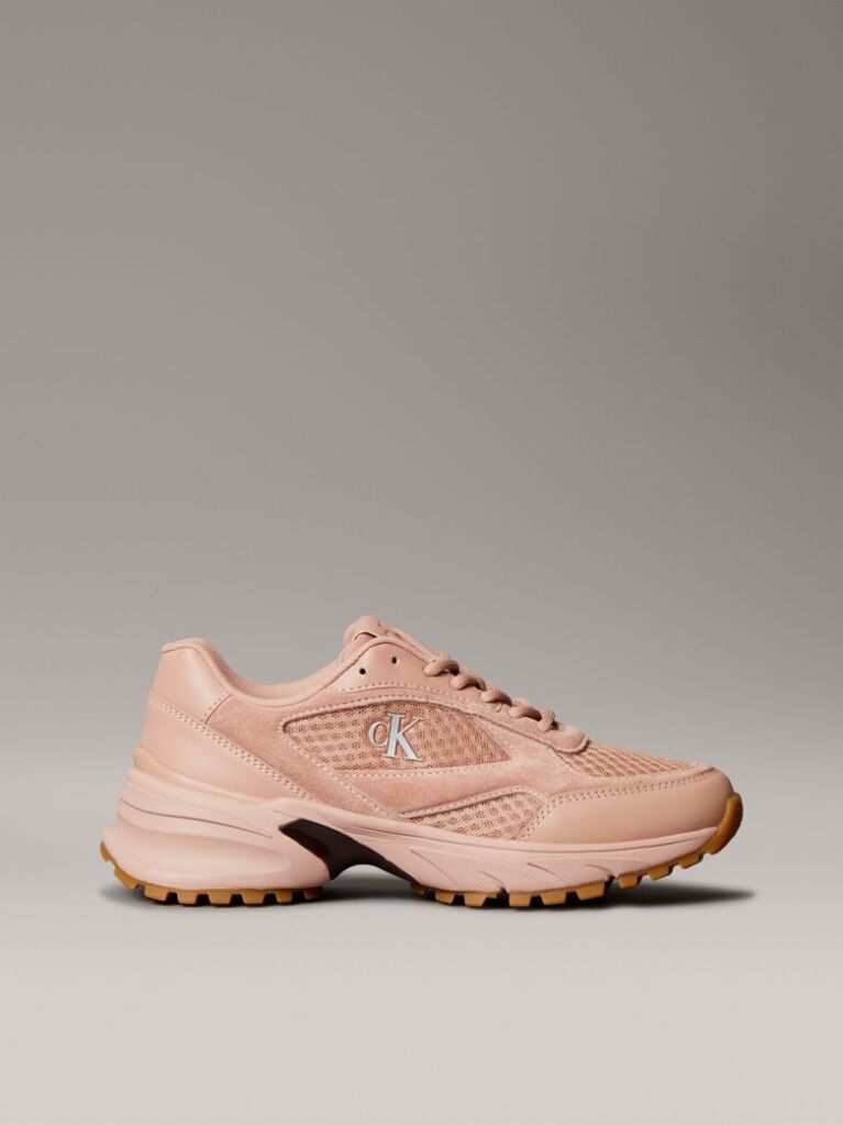 Ροζ Sneakers Από Δέρμα Και Αναπνεύσιμο Δίχτυ  Γυναίκα