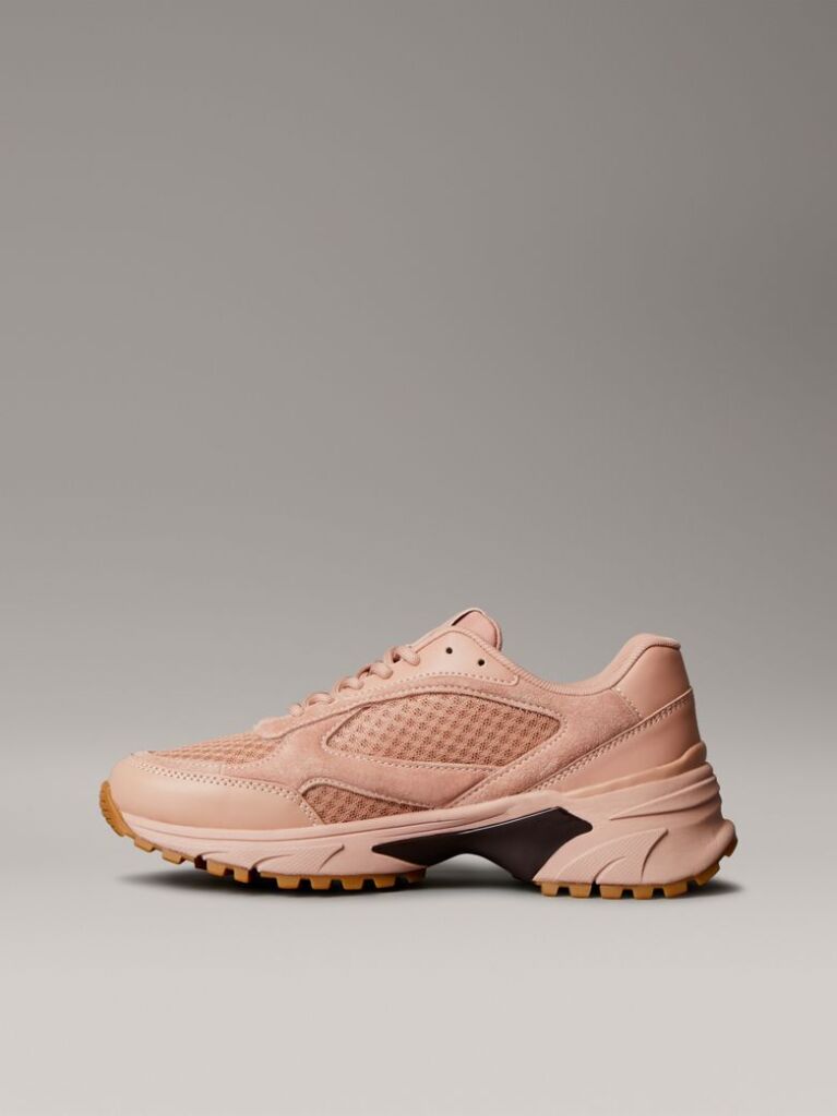 Ροζ Sneakers Από Δέρμα Και Αναπνεύσιμο Δίχτυ  Γυναίκα