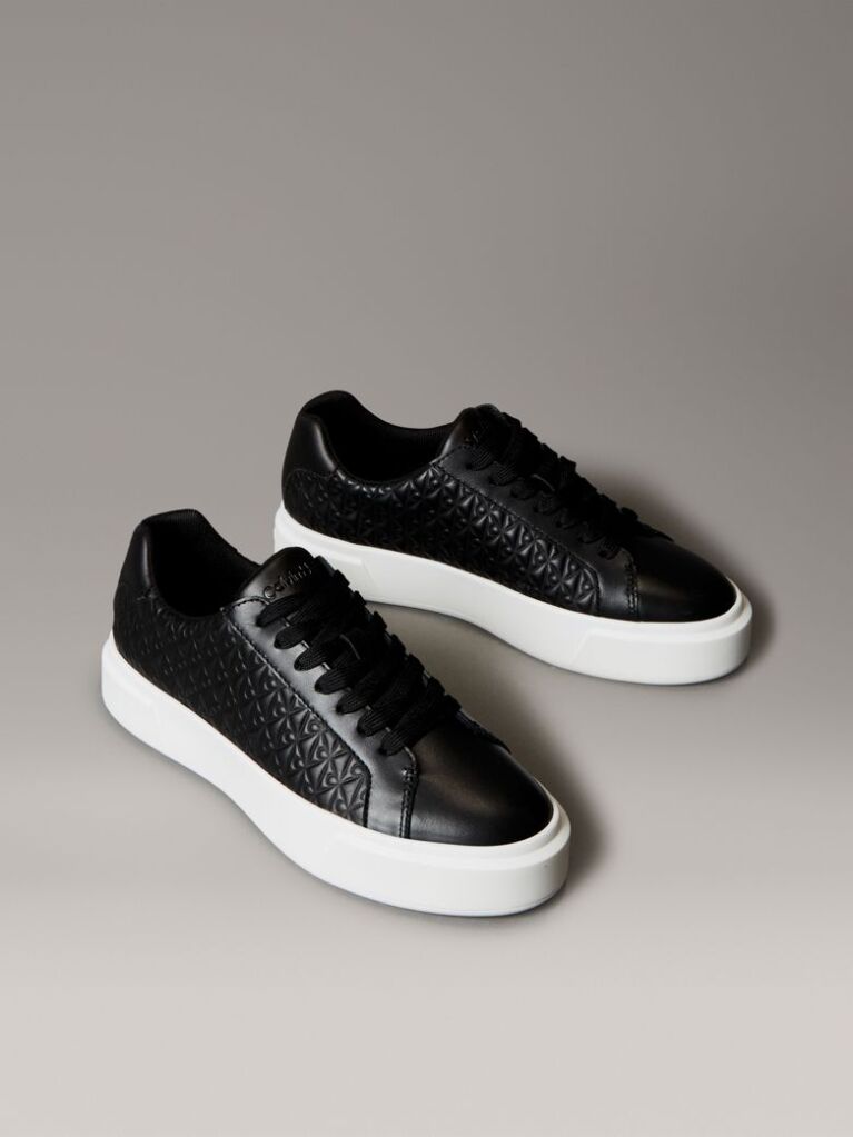 Μαύρο Δερμάτινα Sneakers Με Λογότυπο  Γυναίκα