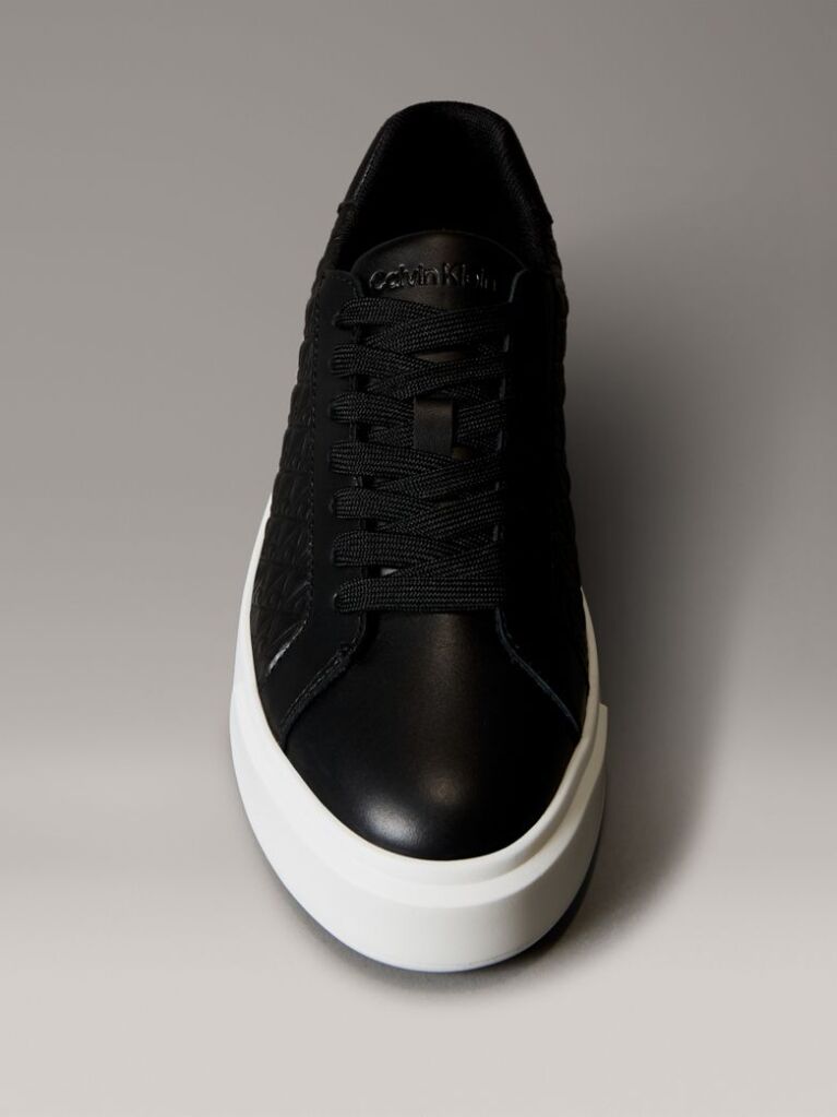 Μαύρο Δερμάτινα Sneakers Με Λογότυπο  Γυναίκα