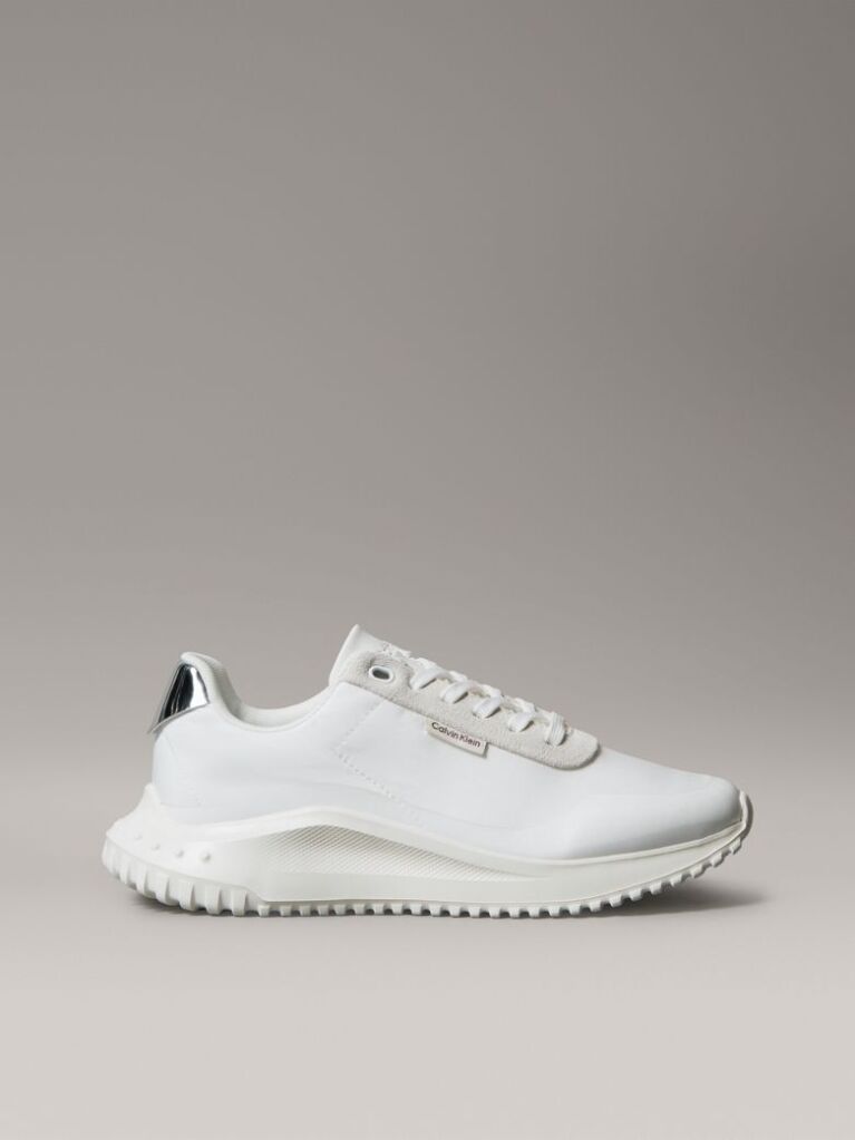 White Mirrored Silver Tab Ultralight Trainers  Women