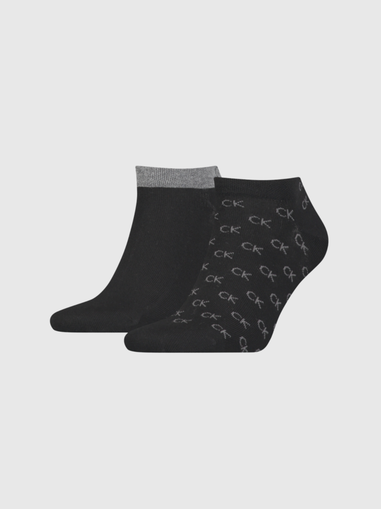 Black Calvin Klein CK Logo Men's Sneaker Socks 2 pack  Men